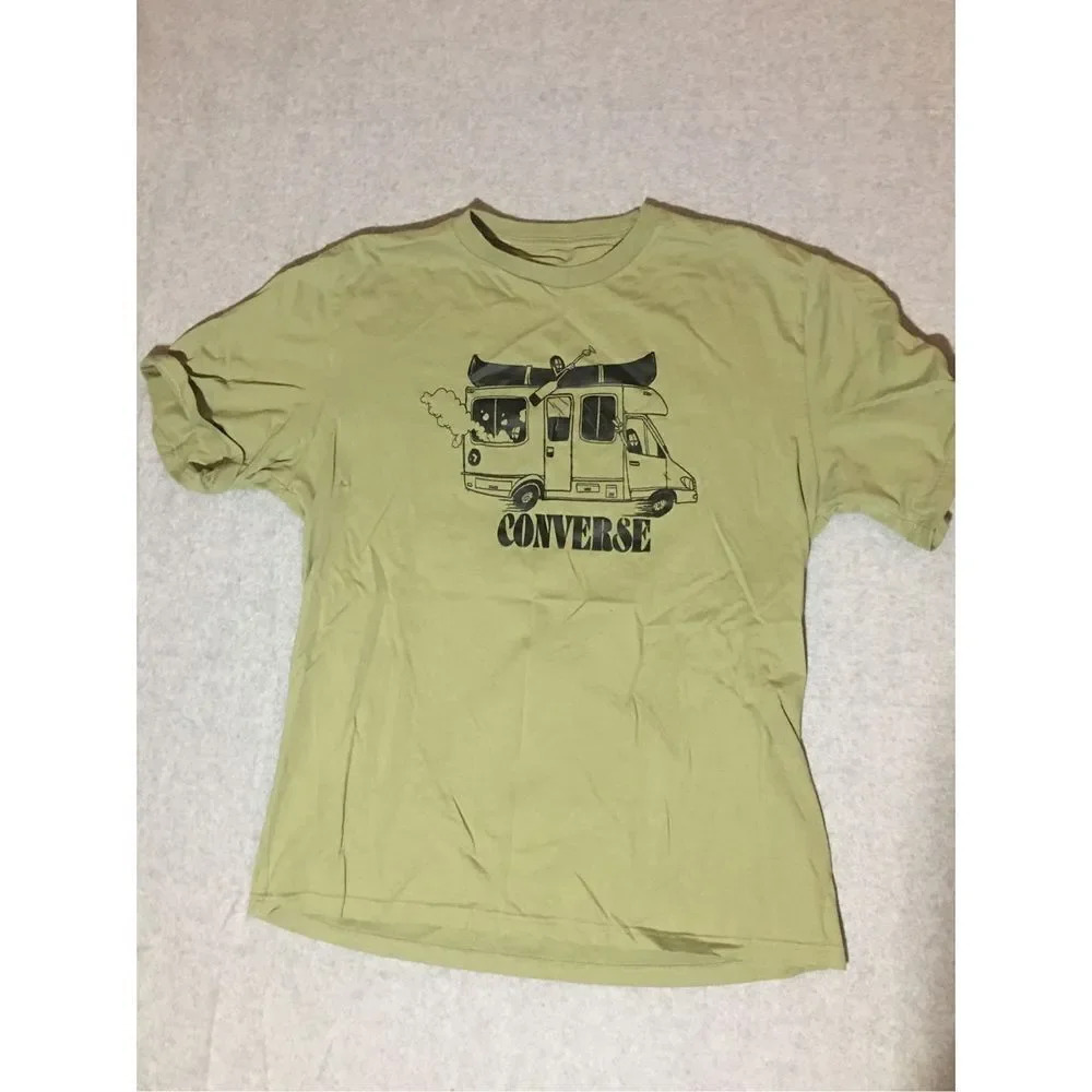 Mens Converse Shirt Size XL Army Green Van Lightweight Summer Spring T Shirt